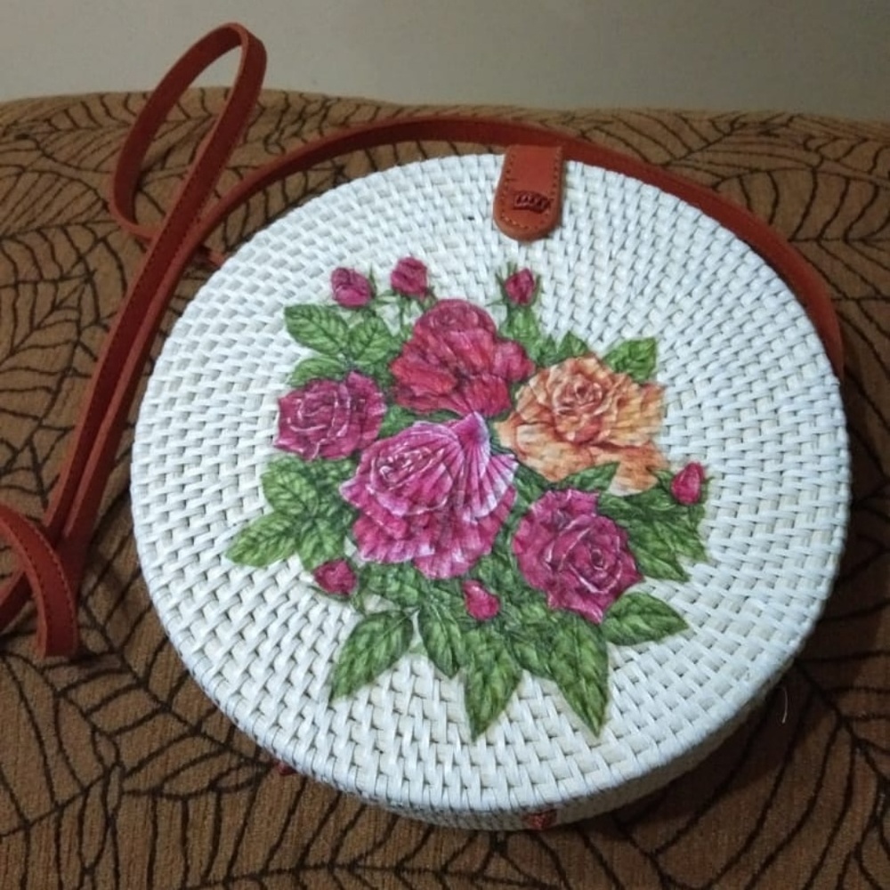 Boho Rattan Decoupage bag